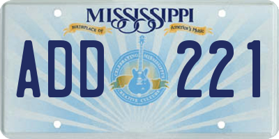 MS license plate ADD221