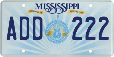 MS license plate ADD222