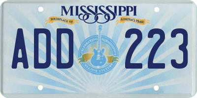 MS license plate ADD223