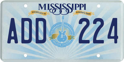 MS license plate ADD224