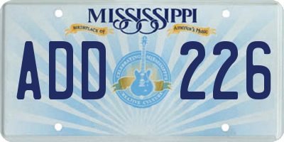 MS license plate ADD226