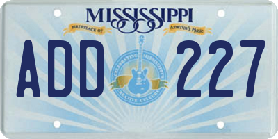 MS license plate ADD227