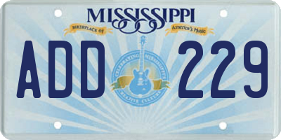 MS license plate ADD229