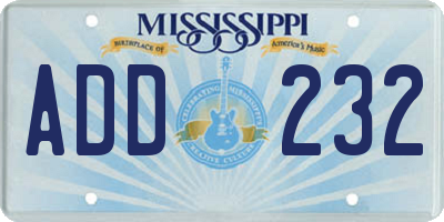 MS license plate ADD232
