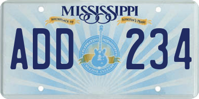 MS license plate ADD234