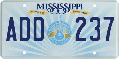 MS license plate ADD237