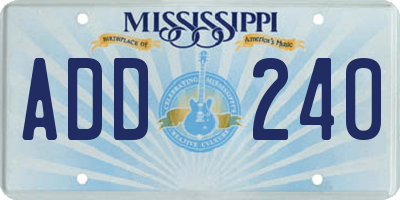 MS license plate ADD240