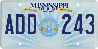 MS license plate ADD243