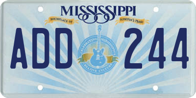 MS license plate ADD244