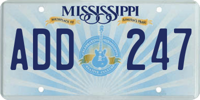 MS license plate ADD247