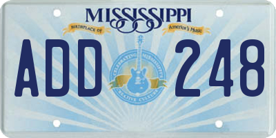 MS license plate ADD248