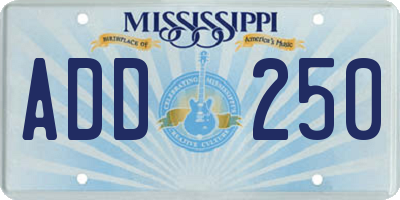 MS license plate ADD250