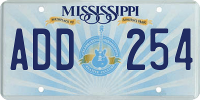 MS license plate ADD254