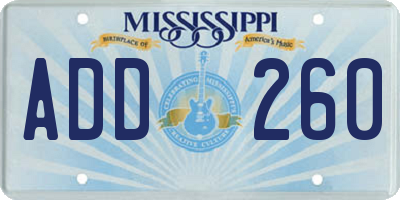 MS license plate ADD260