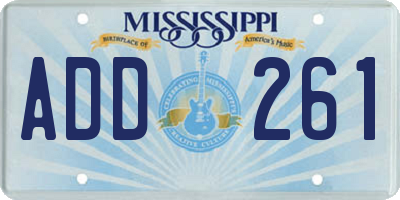 MS license plate ADD261