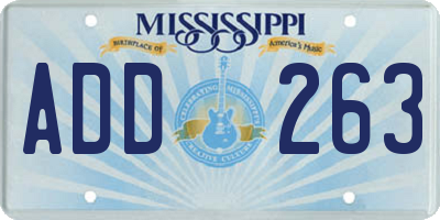 MS license plate ADD263