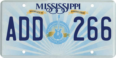 MS license plate ADD266