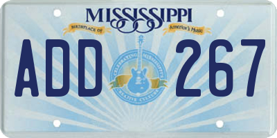 MS license plate ADD267