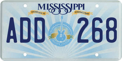 MS license plate ADD268