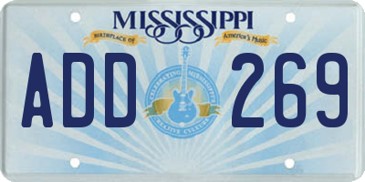 MS license plate ADD269