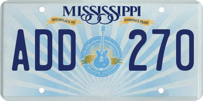 MS license plate ADD270