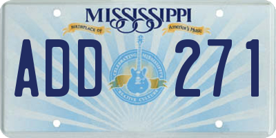 MS license plate ADD271