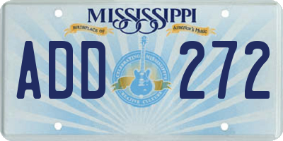 MS license plate ADD272