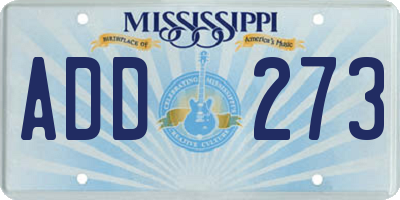 MS license plate ADD273
