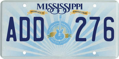 MS license plate ADD276