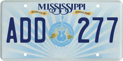 MS license plate ADD277