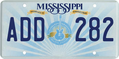 MS license plate ADD282