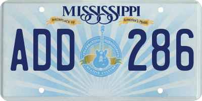MS license plate ADD286