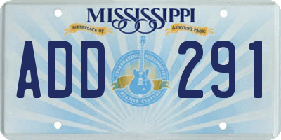 MS license plate ADD291