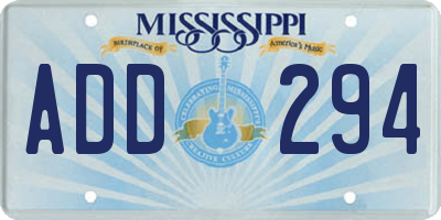 MS license plate ADD294