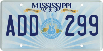 MS license plate ADD299