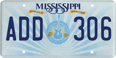 MS license plate ADD306