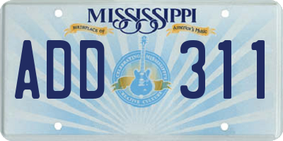 MS license plate ADD311