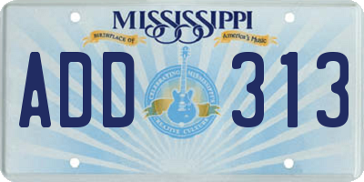 MS license plate ADD313