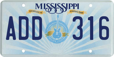 MS license plate ADD316