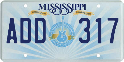 MS license plate ADD317