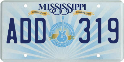 MS license plate ADD319