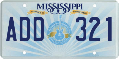 MS license plate ADD321