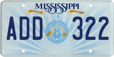 MS license plate ADD322