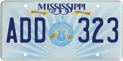MS license plate ADD323