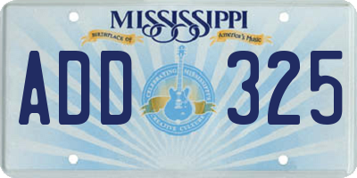 MS license plate ADD325