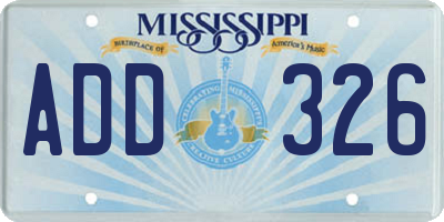 MS license plate ADD326