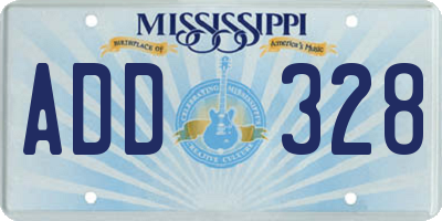 MS license plate ADD328