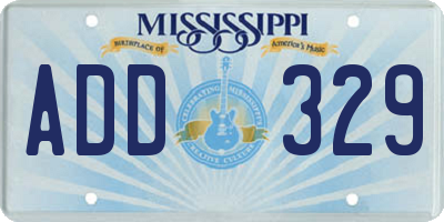 MS license plate ADD329