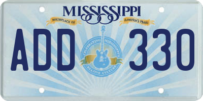 MS license plate ADD330