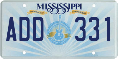 MS license plate ADD331